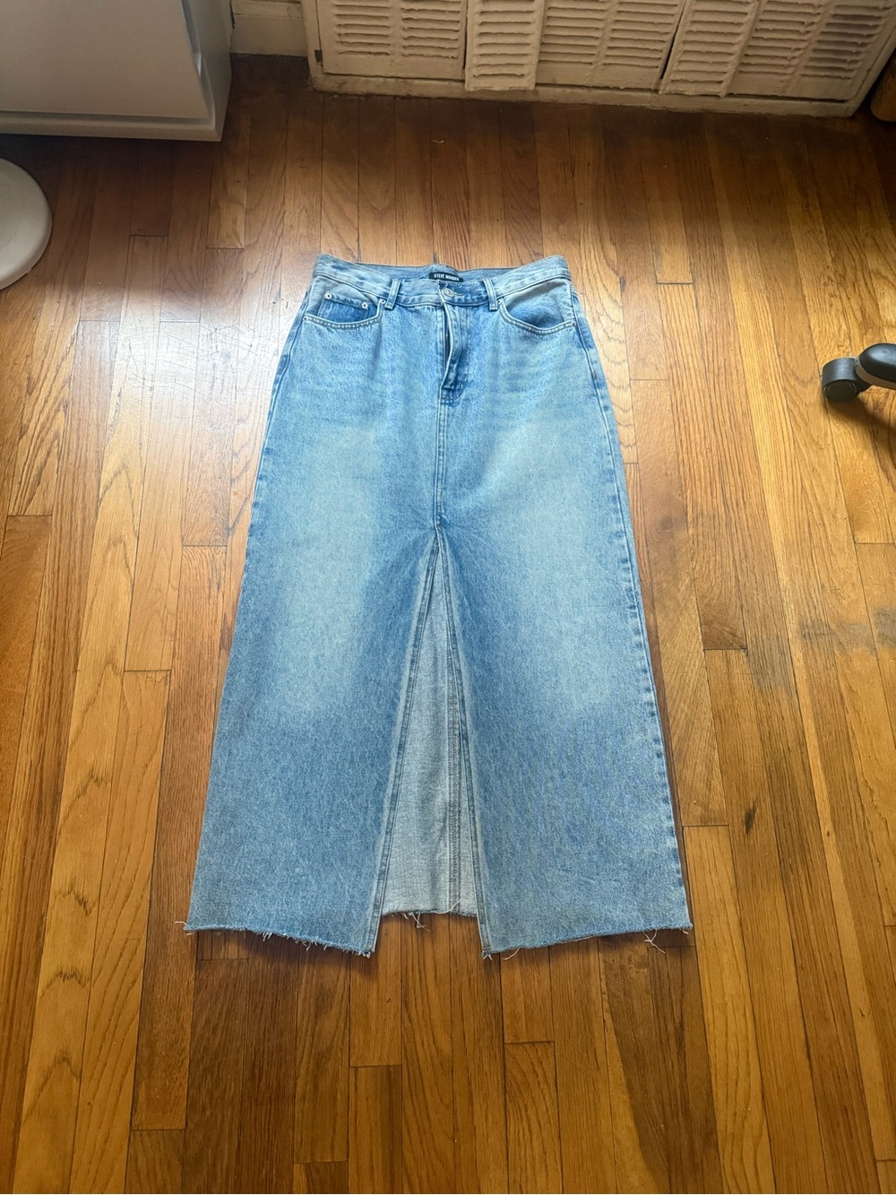 Steve Madden Light Blue Denim Wide-Leg Midi Skirt